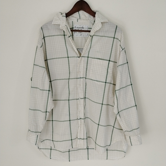 Frank & Eileen Tops - Frank & Eileen Shirley Shirt Size Small Green White Checks Oversized Cotton